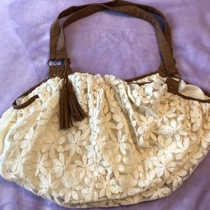 Large off white lace purse